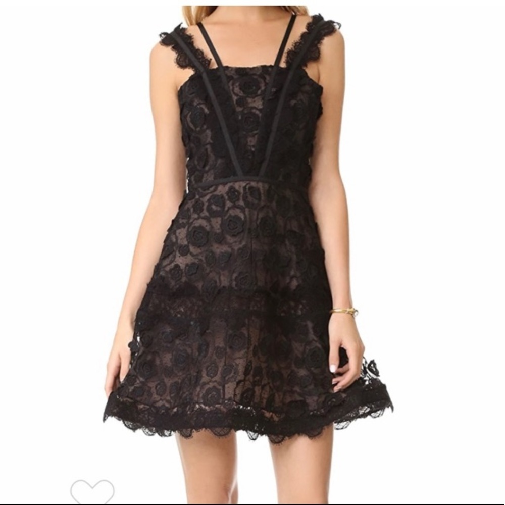 NWT Alexis Black Lace Mindy Ruffle Mini Dress Medium